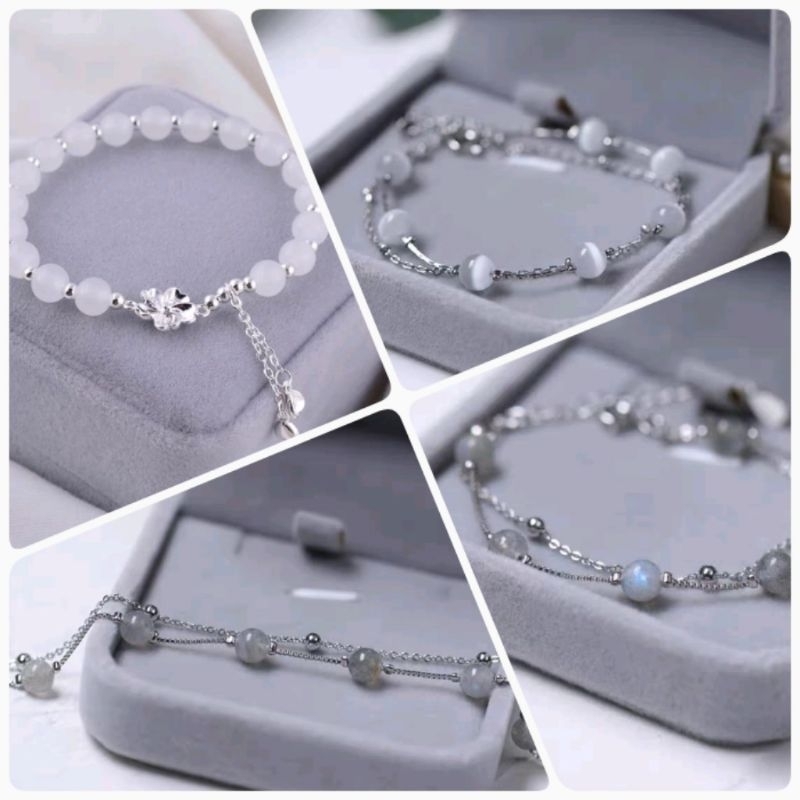 SHI YUE - Gelang Bracelet Stering silver S925, Gelang silver dihiasi bentuk manik S925