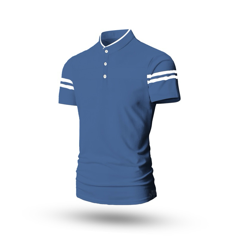 NEEMAN KAOS KERAH SHANGHAI PRIA DEWASA GARIS LENGAN PENDEK