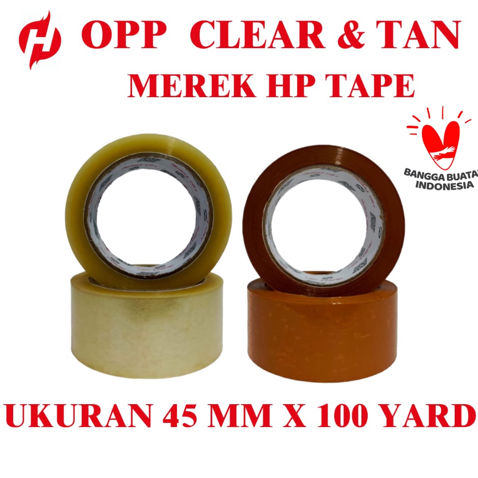 

Lakban Bening Coklat HP TAPE 45mm x 1 yard harga perslop 6pcs KODE F6D9