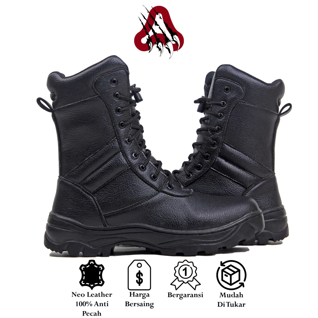 Agonas Sepatu PDL Jatah Polri Tni Security Kulit Sintetis Bam Jeruk 38-45