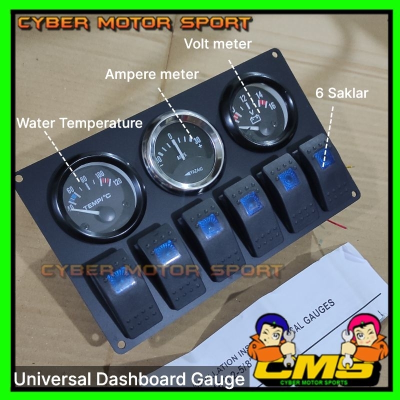 Gauge indikator mobil 3in1 Volt meter. ampere daya. water temperatur. indikator pengukur voltase aki