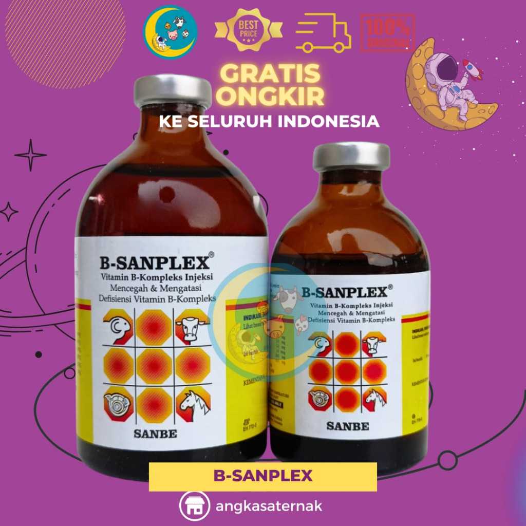 B SANPLEX 100ml & B SANPLEX 50ml - Vitamin B kompleks Hewan - Vitamin Sapi - Vitamin Kambing - Vitam