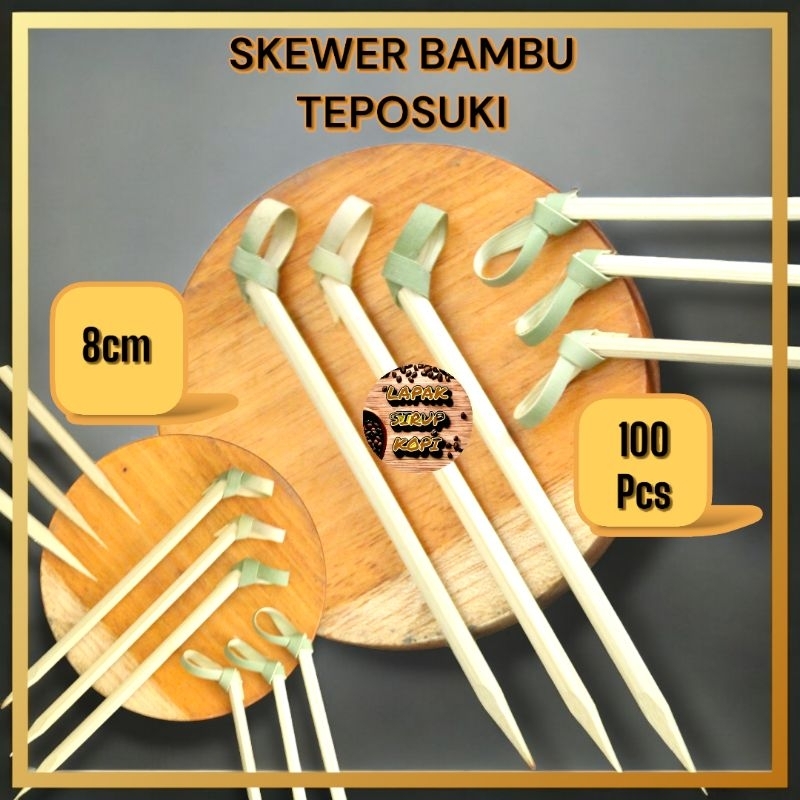 Skewer bambu cocktail 8cm - tusuk bambu teposuki simpul B - tusuk pita bambu - cocktail pick