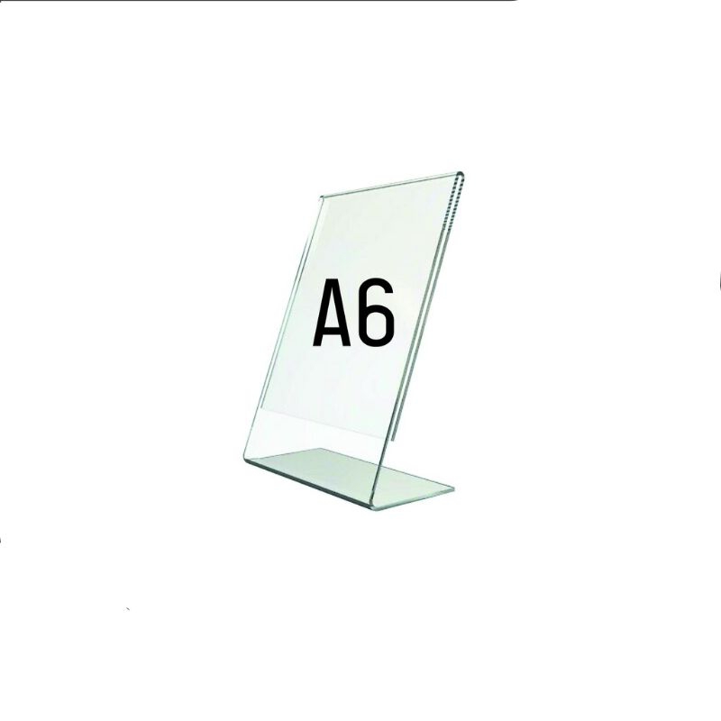 

Akrilik Tempat Brosur A6 L / Acrylic Tent Card Holder Stand 2 sisi A6 Type-L