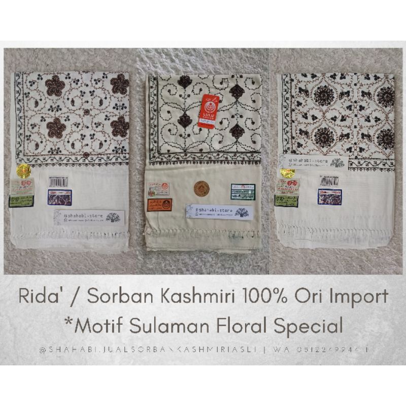 Promo Surban Kashmiri Motif Sulam Floral Premium / Surban Import Ori / Sorban Kashmiri Habib Bahar