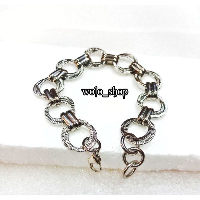 Gelang Pria Rantai Titanium Silver Super Keren