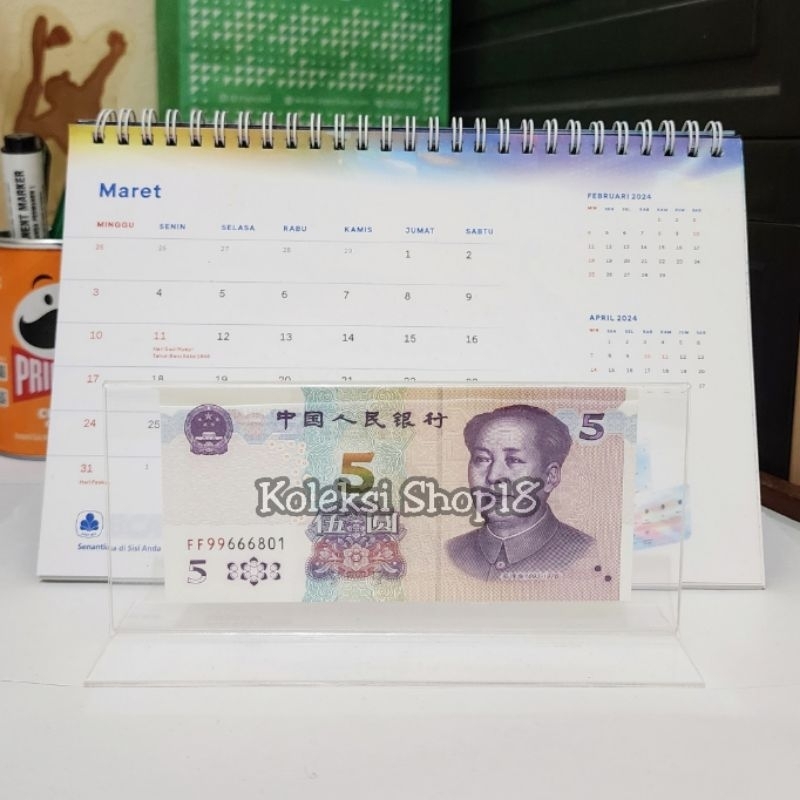 Koleksi Bingkai Akrilik Hiasan Pajangan Uang China 5 Yuan New Series