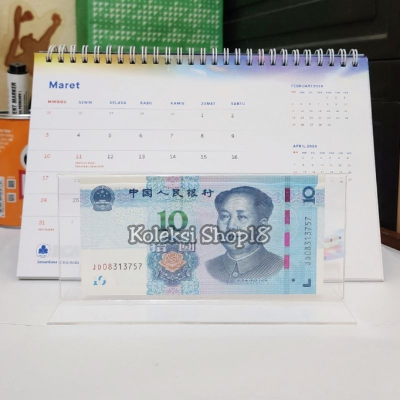 Koleksi Bingkai Akrilik Hiasan Pajangan Uang China 10 Yuan New Series