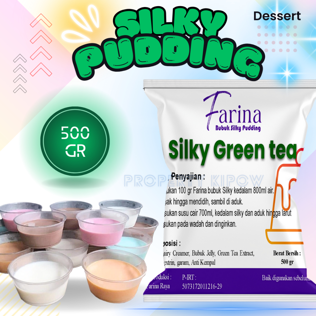 

Bubuk Silky Pudding Rasa Green Tea # Silky Green Tea # Topping Minuman # Minuman Kekinian # KiPOW