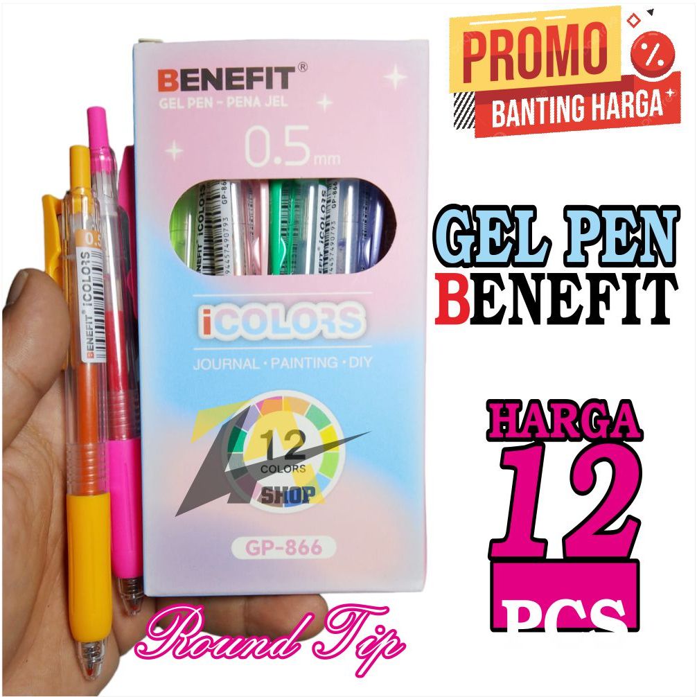 

PULPEN BOLPOIN GEL PEN BENEFIT iCOLORS PENA JEL 0.5mm GP 866 Harga 1 Pack isi 12 pcs