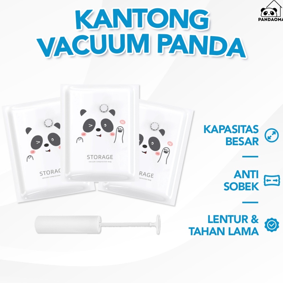 New Stock Pandaoma Plastik Kompresi Vakum Baju Pakaian Vakum Plastik Vacum Bag Travel