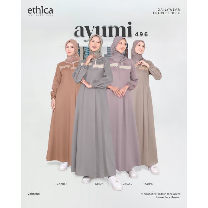 Etica Gamis Ayumi 496 | Gamis Katun Premium | Gamis Grey Polos | Gamis Lilac Kekinian | Gamis Taupe 