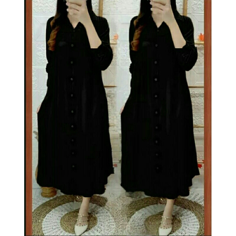 Gamis Terbaru 2024 Kekinian Kancing Depan Busui Wanita Premium Jumbo Motif Polos