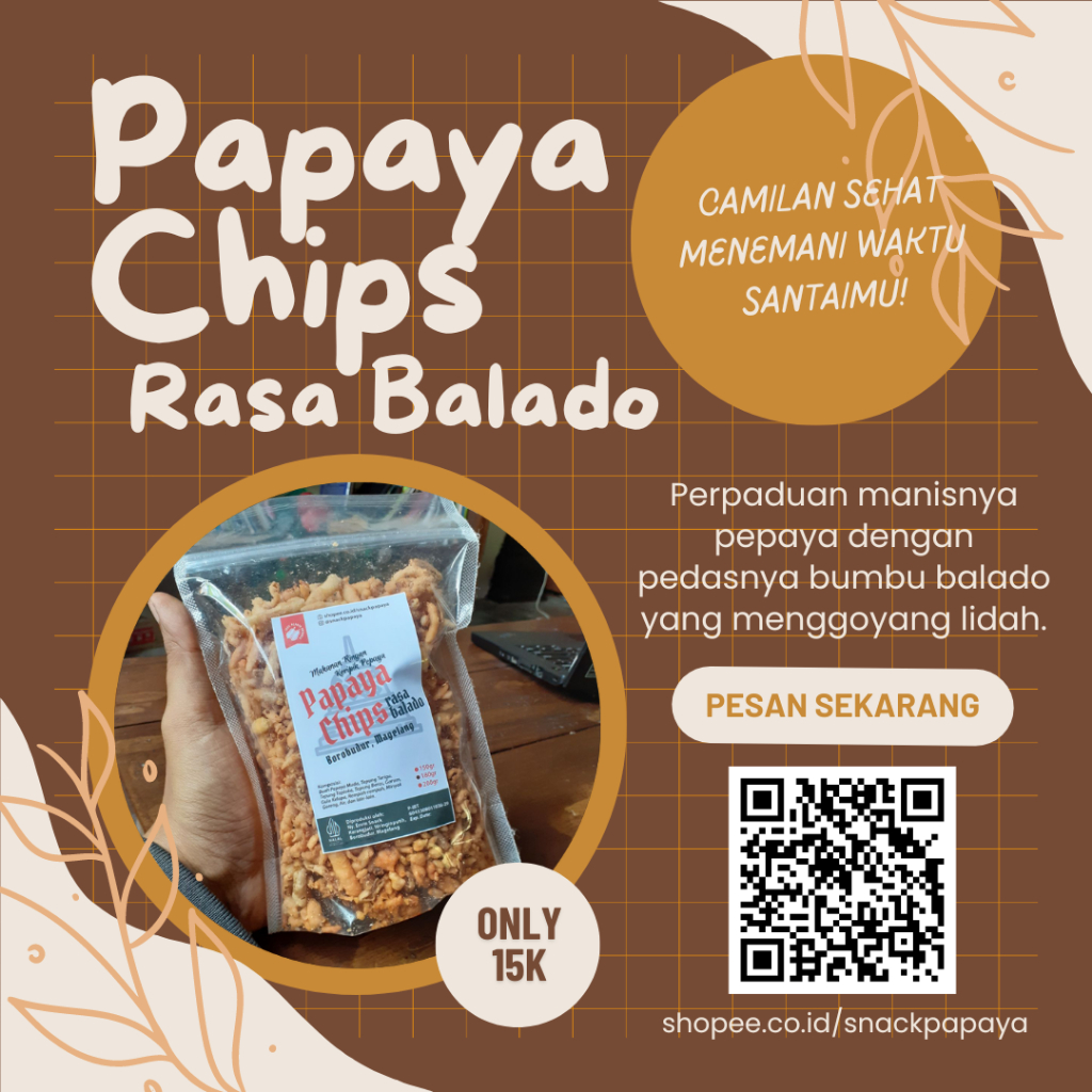 

Papaya Chips Makanan Ringan Snack Pepaya Rasa Balado Bumbu Balado