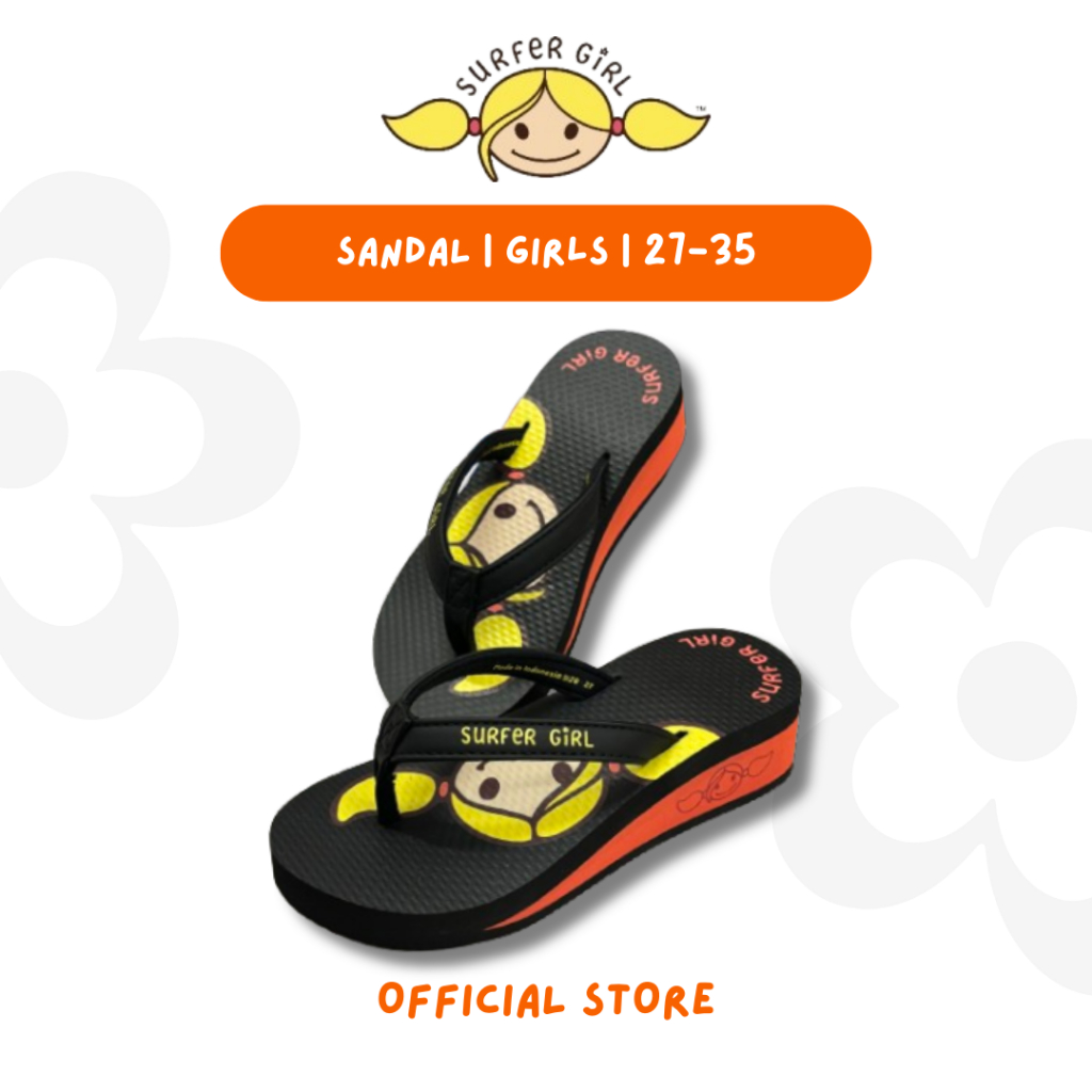 Surfer Girl Big Summerhead Wedges Girls Sandal 242GFSN001BLK | Sandal Anak Perempuan | Sendal Anak |