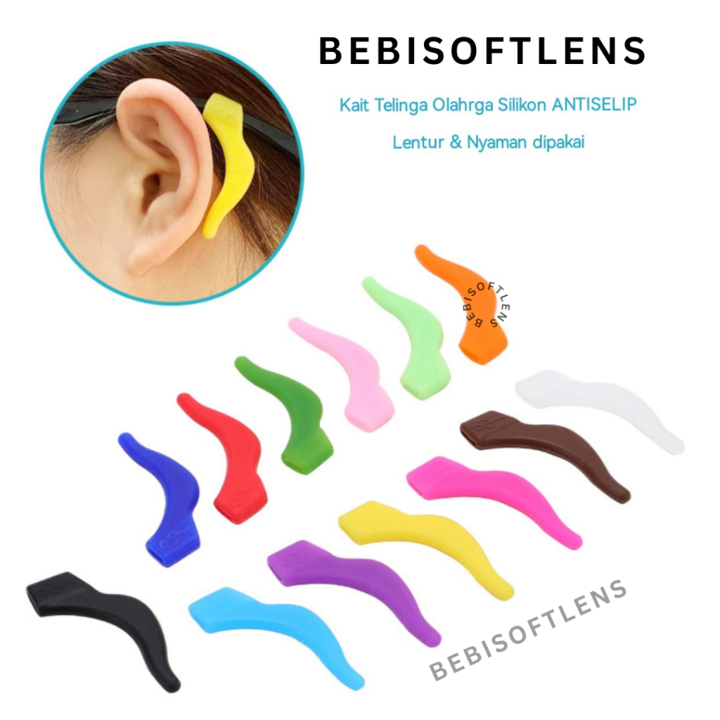 BEBISOFTLENS Anti Slip silikon kuping kacamata , silicone pengait kaki kacamata ,  Temple Tips , Ant