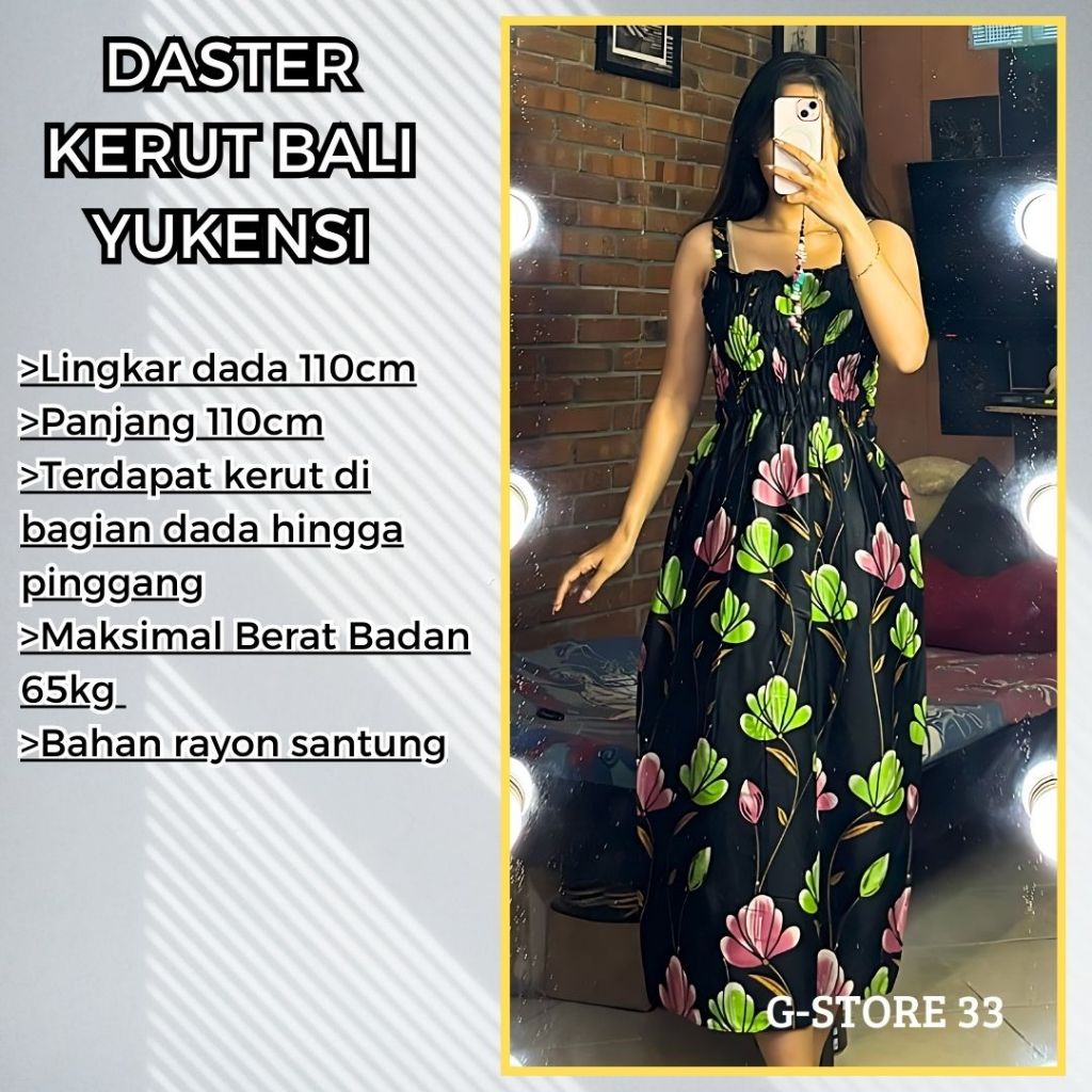 Daster Rayon/Daster Bali Kerut Smok Yukensi/Daster Wanita Kerut/Daster Murah LD110/Kain Rayon Santun
