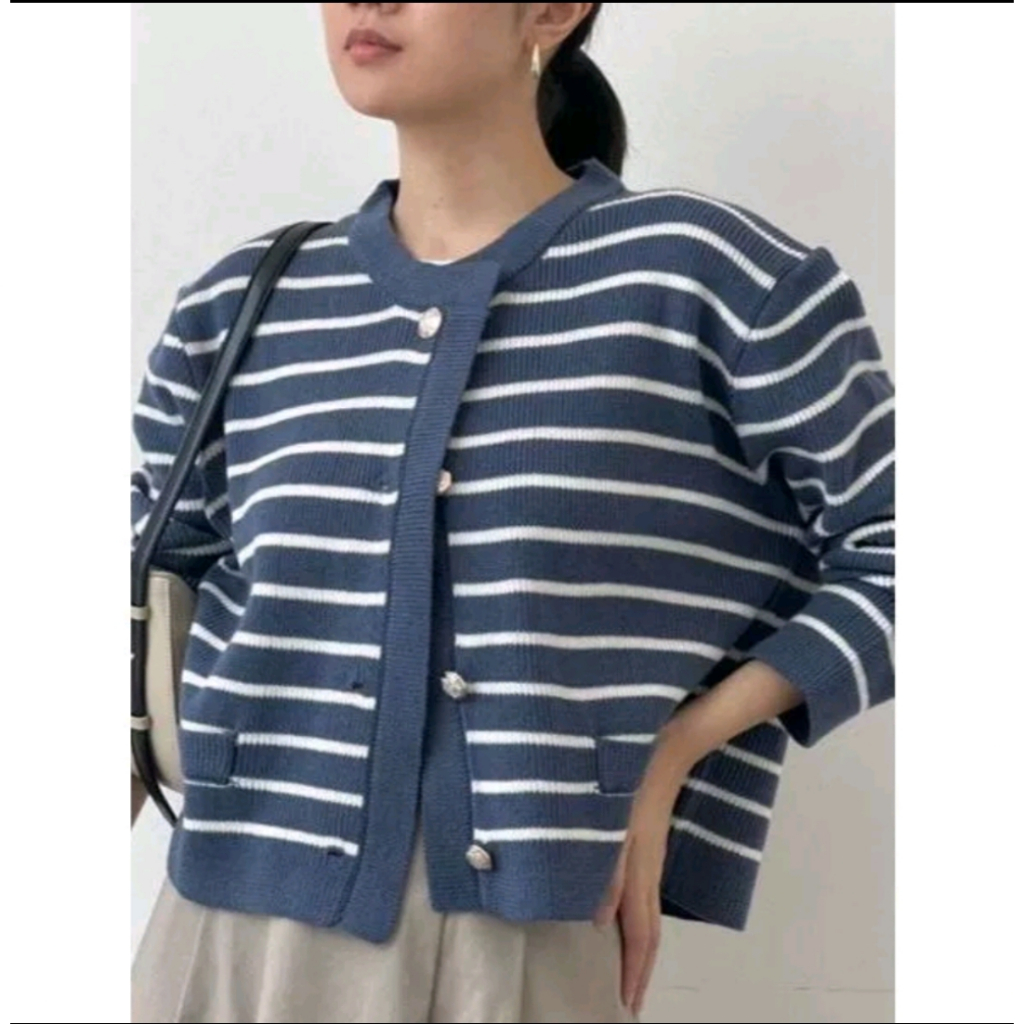 JISOO CARDIGAN STRIPE - CARDIGAN KNIT KOREAN STYLE