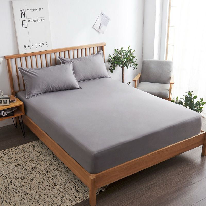 Nyaman.co Linen - Fitted sheet Microfiber Sprei Karet + sarung bantal dan Guling - Plain White / Fit