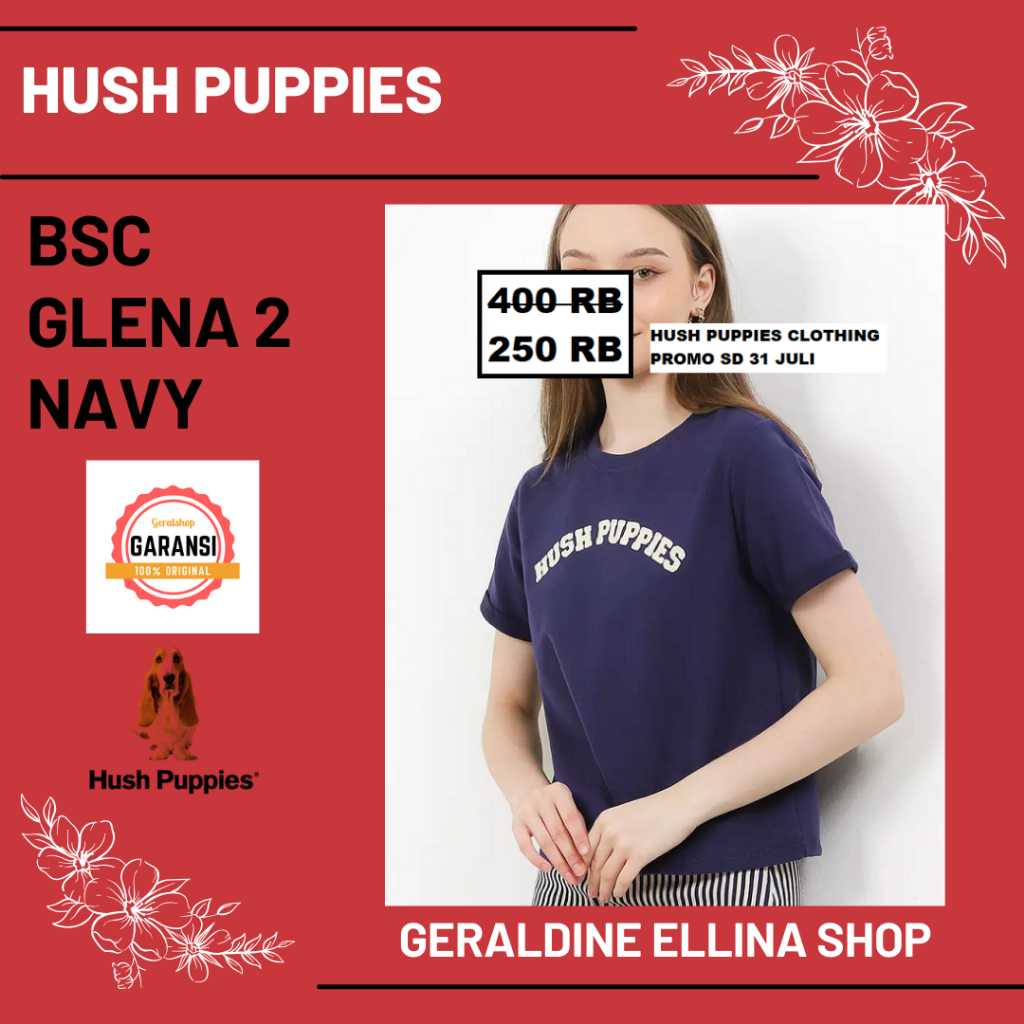 Kaos wanita hush puppies tshirt SALE original seri BSC GLENA 2