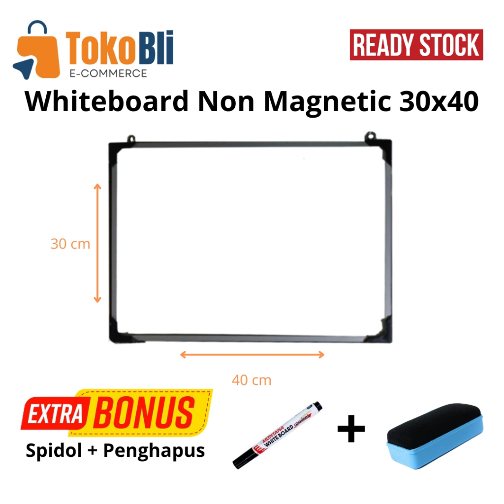 

Papan Tulis Whiteboard 30x40 Bonus Spidol dan Penghapus