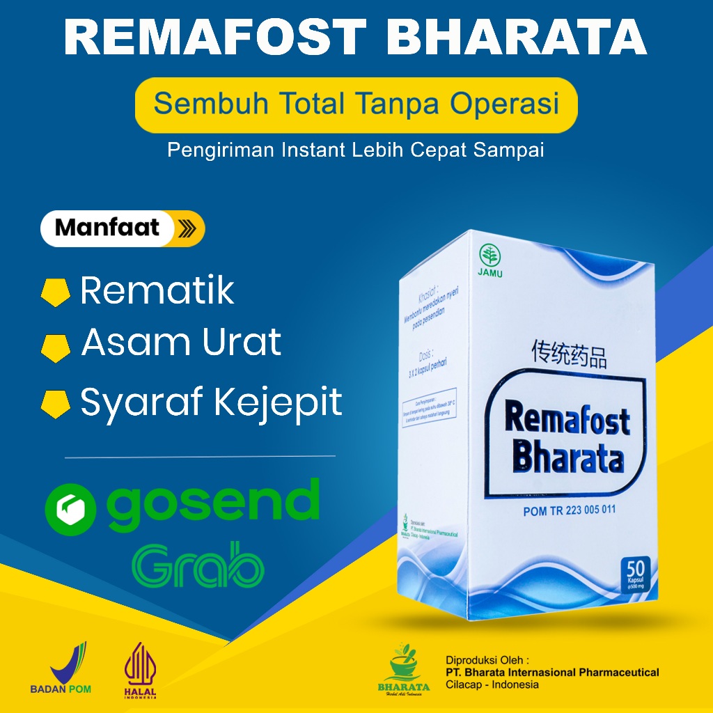 Obat Saraf Kejepit Pinggang Urat Terjepit REMAFOST BHARATA Original Obat Radang Sendi Asam Urat