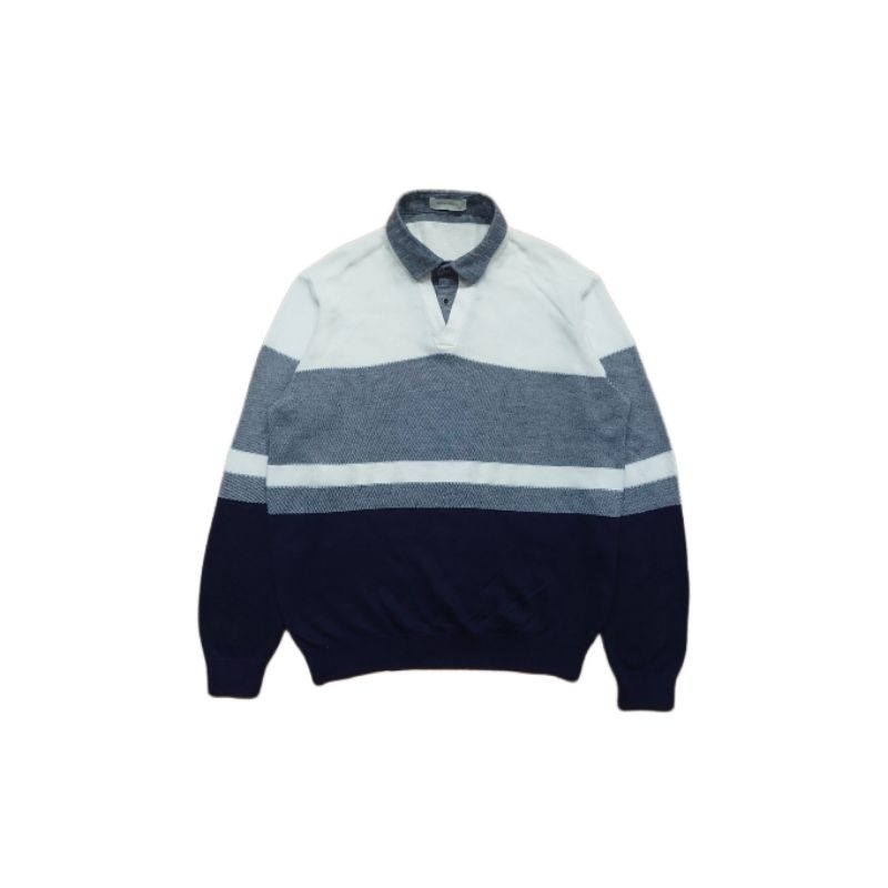 crewneck salur biru putih