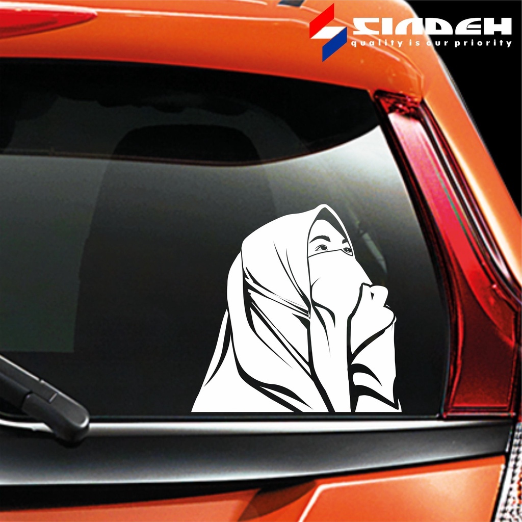 SINDEH GRAPHICA CUTTING STICKER KACA MOBIL WANITA BERHIJAB STIKER MOBIL MUSLIMAH KEREN CANTIK