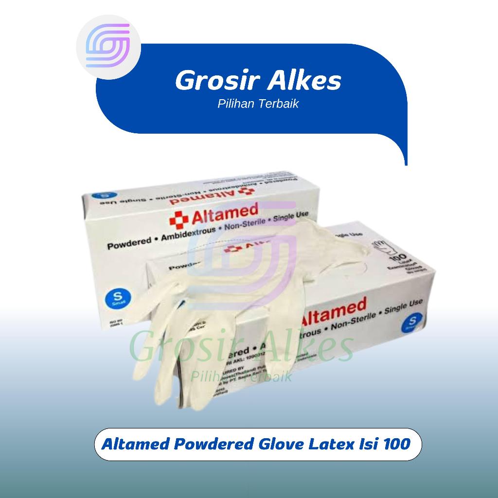 Altamed Sarung Tangan Karet Powder (Size XS/ S/ M/ L) - Dus Isi 100 pcs