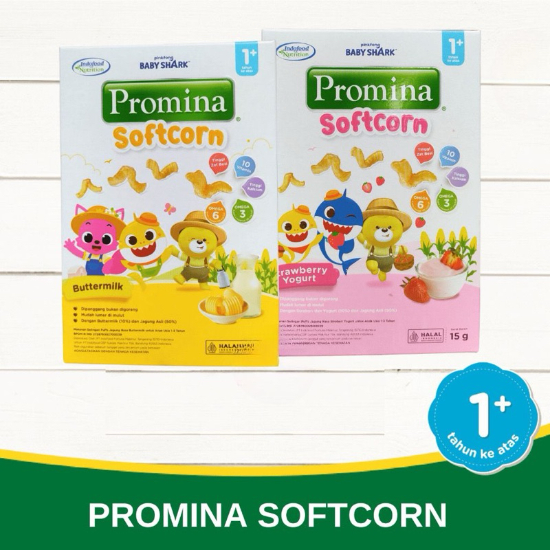 PROMINA Baby Soft corn Rasa Buttermilk & Strawberry Yogurt 15gr | Crunchies puff Snack Jagung Balita