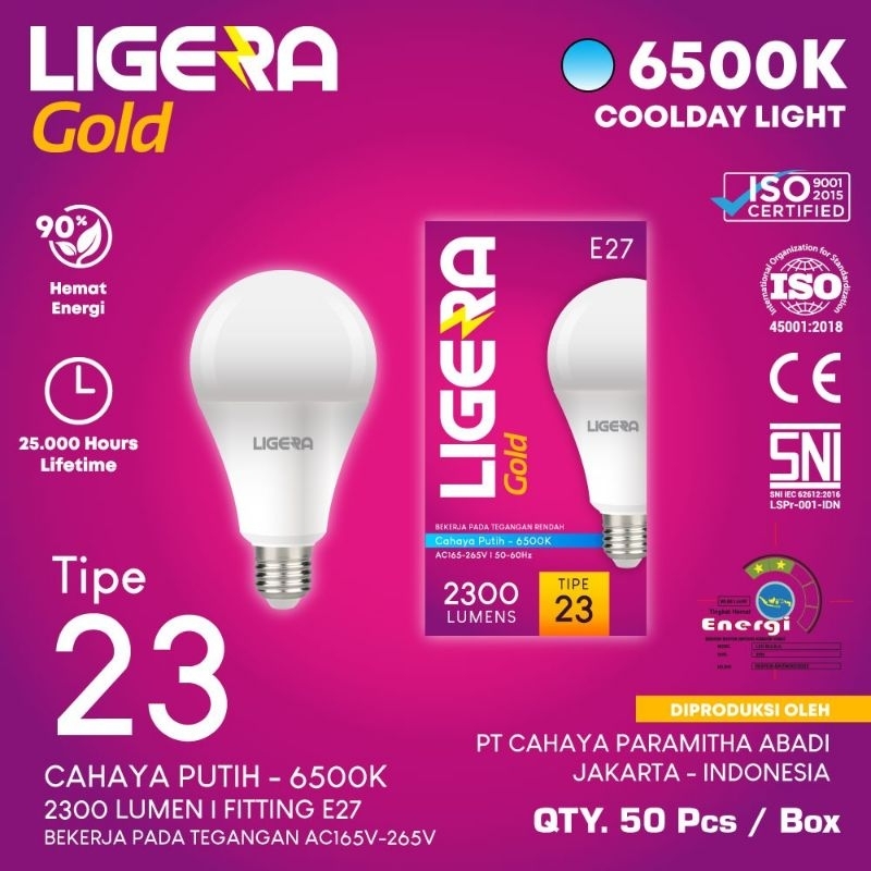 Led Ligera Gold A Bulb 5w 7w 9w 12w 15w 18w 23w - Lampu Led Bulb Ligera Gold