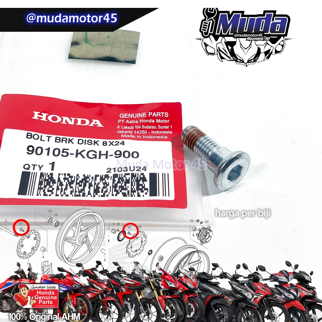 BAUT CAKRAM DEPAN OR BELAKANG CBR150R CB150R CBR250RR SONIC SUPRA GTR VARIO 110 125 150 160 PCX BLAD