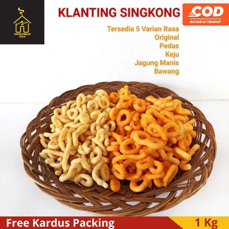 

Snack kiloan enak murah camilan cemilan Lanting, slondok, alen-alen ori, keju, pedas manis, barbeque, jagung bakar, bawang, MP 1000 gram