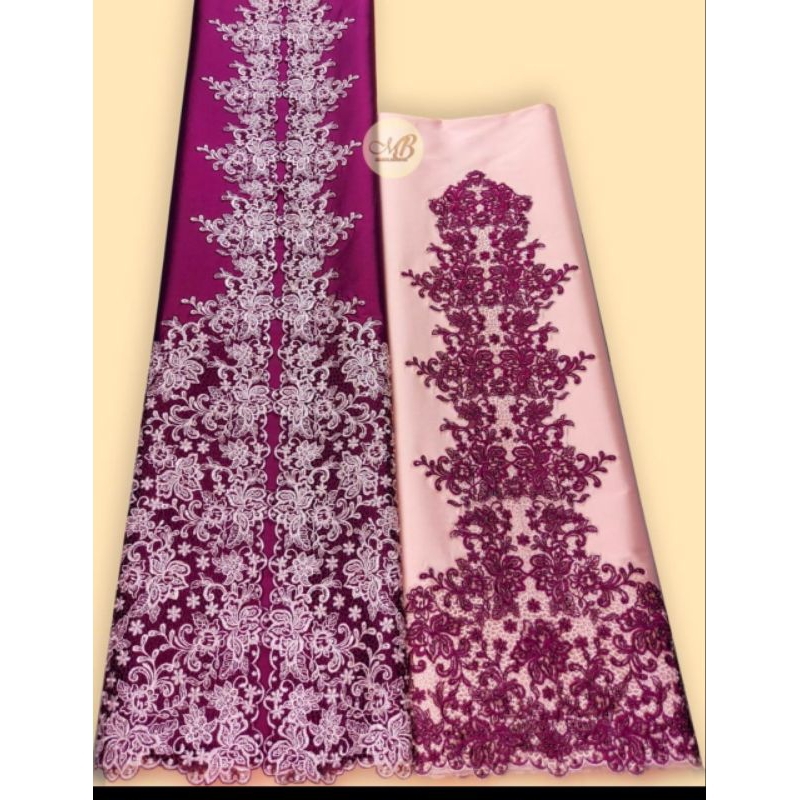 Bahan Baju Abaya Taveta Bordir dan Payet/Bahan Taveta Silky/Motif Bordir Mulz - 12