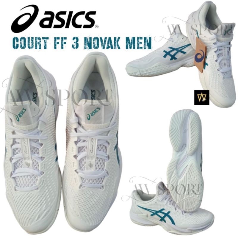 Sepatu Tenis ASICS COURT FF 3 NOVAK Men White/Pitch Green Original