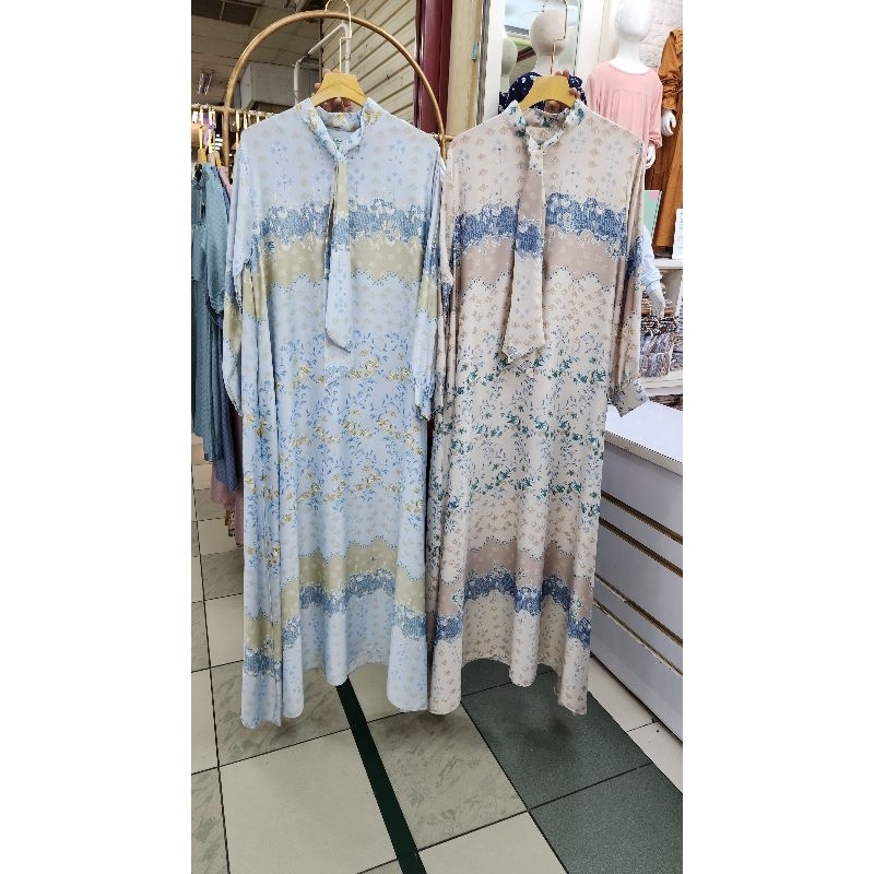 Gamis Armani Silk Premium kerah pita