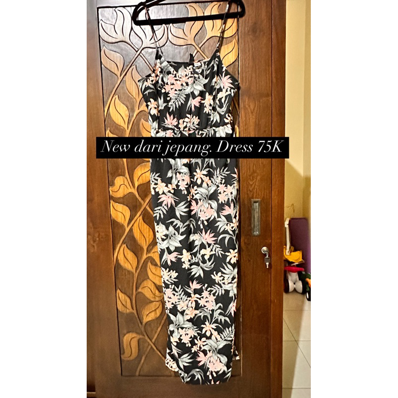new dress sexy bunga jepang hitam