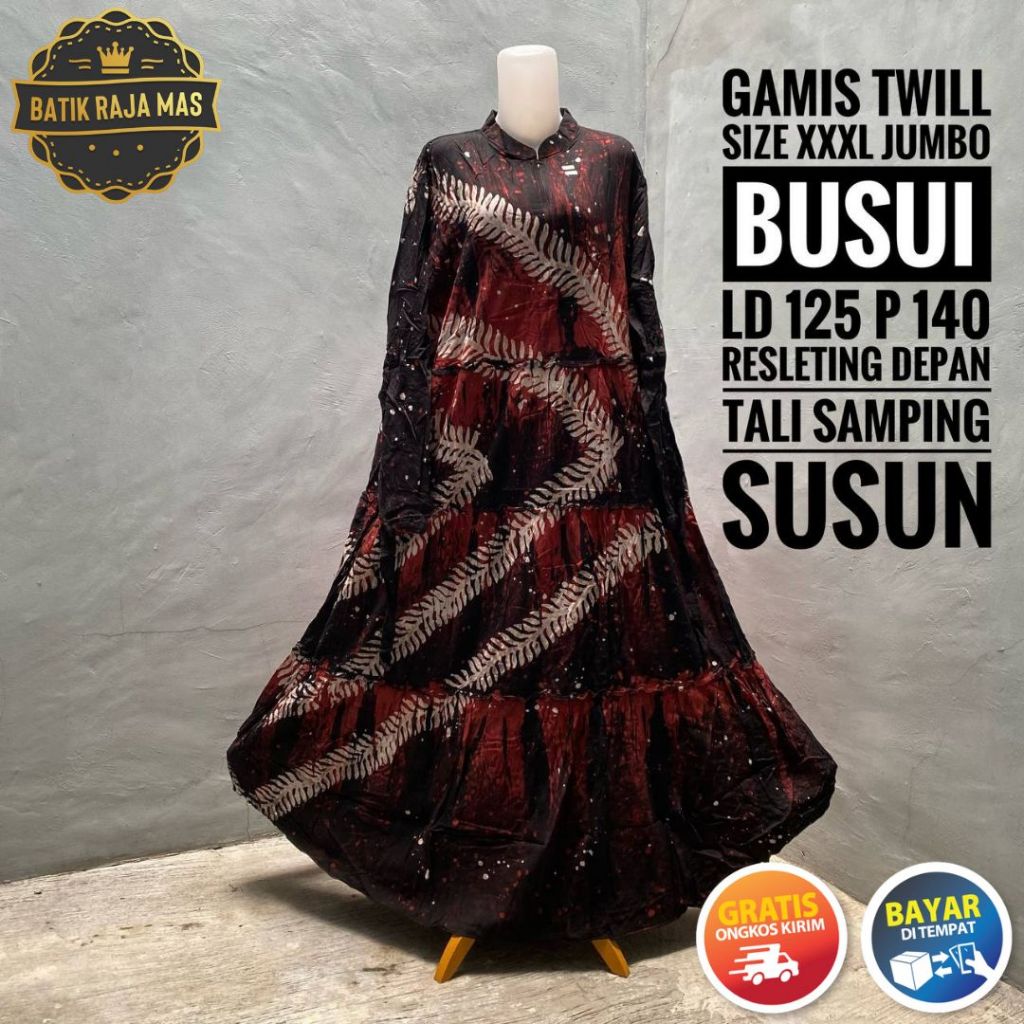 Gamis Midi Dress Muslimah Jumbo Baju Longdress Fashion Muslim Syari Raya Lebaran Busui Friendly Resl