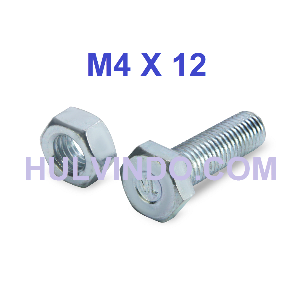 BAUT MUR HEX PUTIH M4 X 12