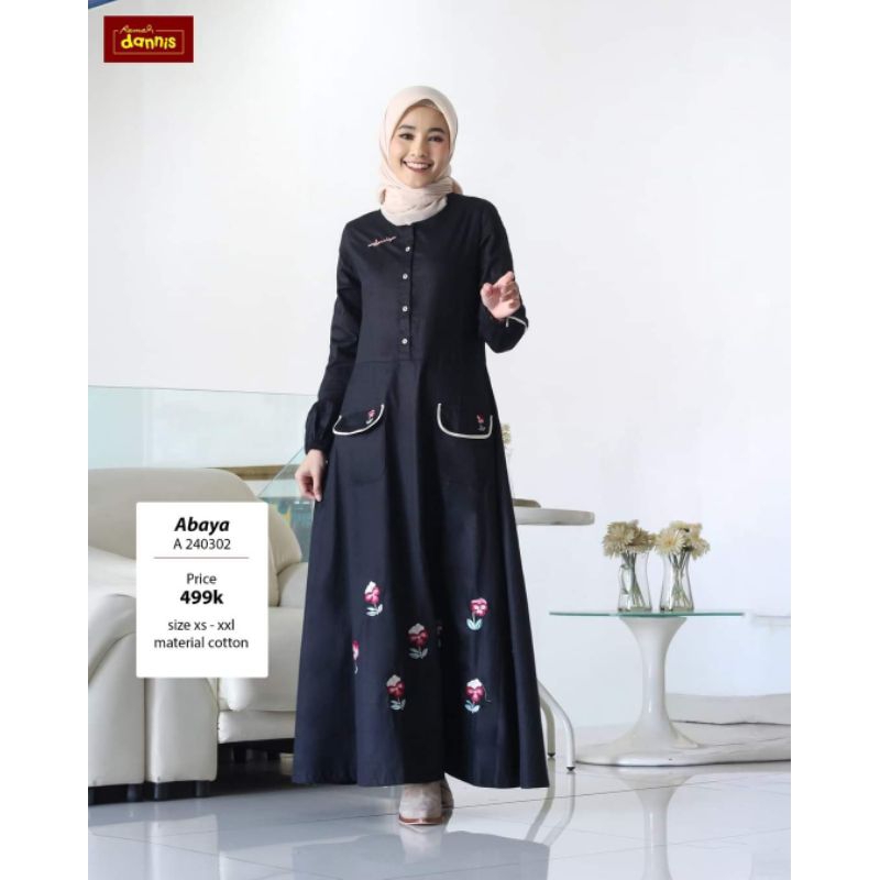 Abaya A240302 wanita dewasa by dannis collection/gamis hitam, navy dan coklat by dannis collection
