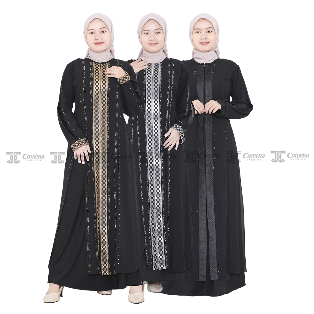 Comera - Abaya Hitam Turkey Bordir Payet Gamis Turki Mewah Wanita Remaja Muslimah Elegant Zara 471