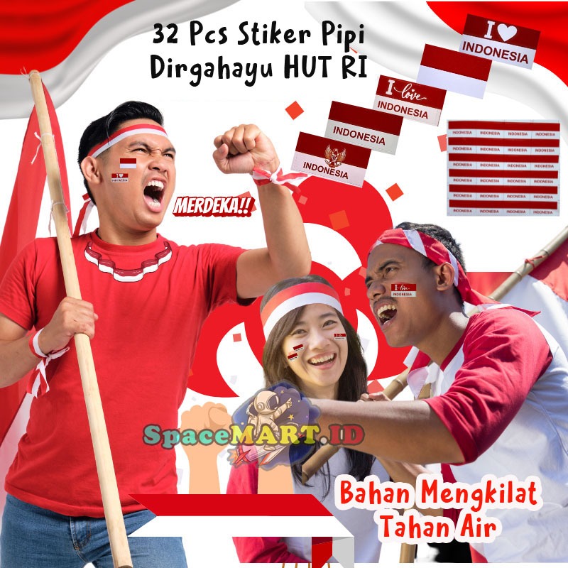 

[50pcs] Sticker Vinyl Tahan Air Pipi Kemerdekaan Ri |Stiker Hut Ri |Perlengkapan 17 Agustusan