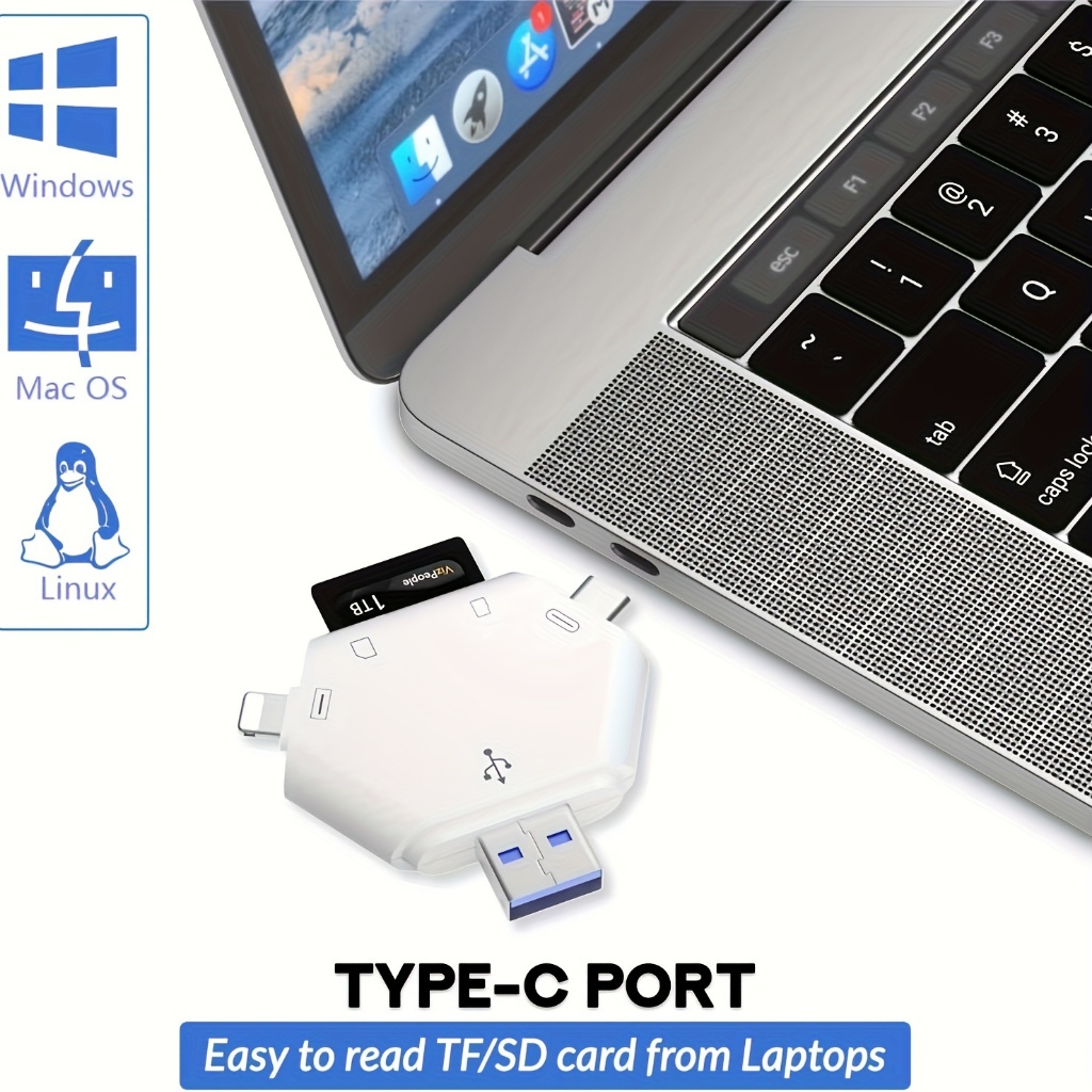 Pembaca kartu magnetik untuk ponsel Apple/Komputer Tipe-C/USB Tablet Android Pembaca kartu SD/TF OTG