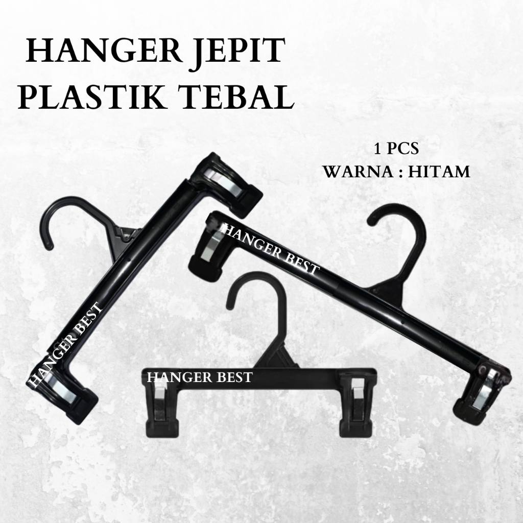 Hanger Plastik Jepit Gantungan Celana Hanger Celana Rok Hanger Jepitan Warna Hitam Tebal
