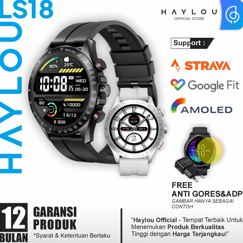 Haylou Solar Pro LS18 Smartwatch Canggih dengan fitur AOD 2atm KODE Z9S5