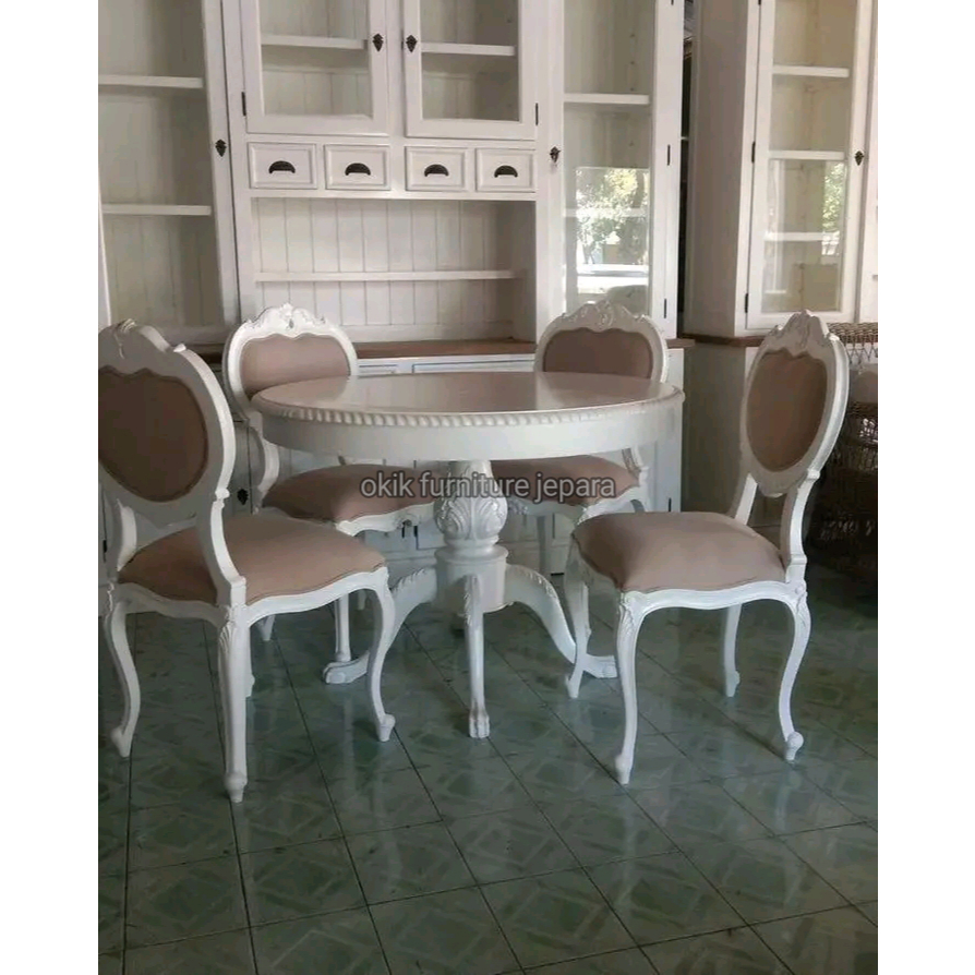 meja+makan+bulat+4kursi+jati+klasik+mewah