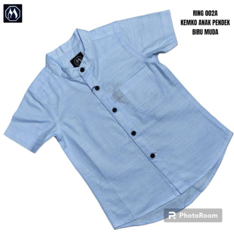 Kemeja Koko Lengan Pendek Anak dan Remaja Biru Muda