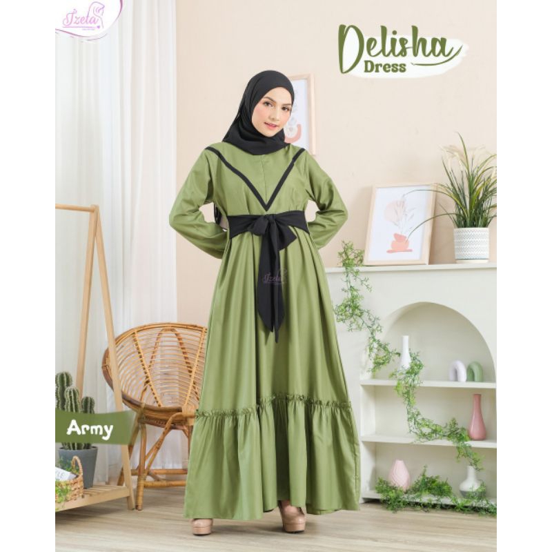 Dilovable.id | GAMIS DEWASA DELISHA DRESS GAMIS POLOS LEBARAN GAMIS KOMBINASI BY. IZETA