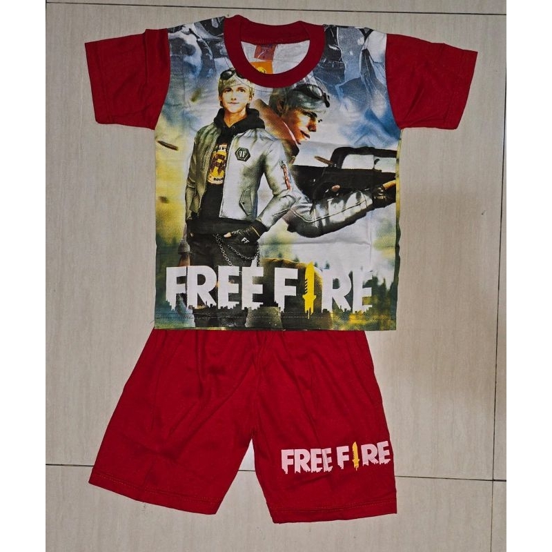 setelan pendek baju anak karakter free fire