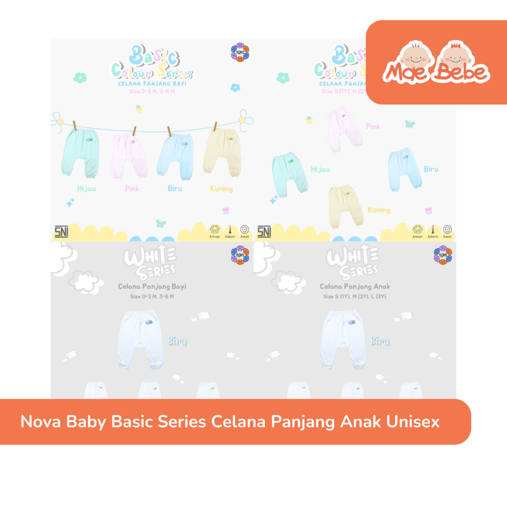 Nova Baby Basic Series Celana Panjang Buka Kaki Anak Unisex